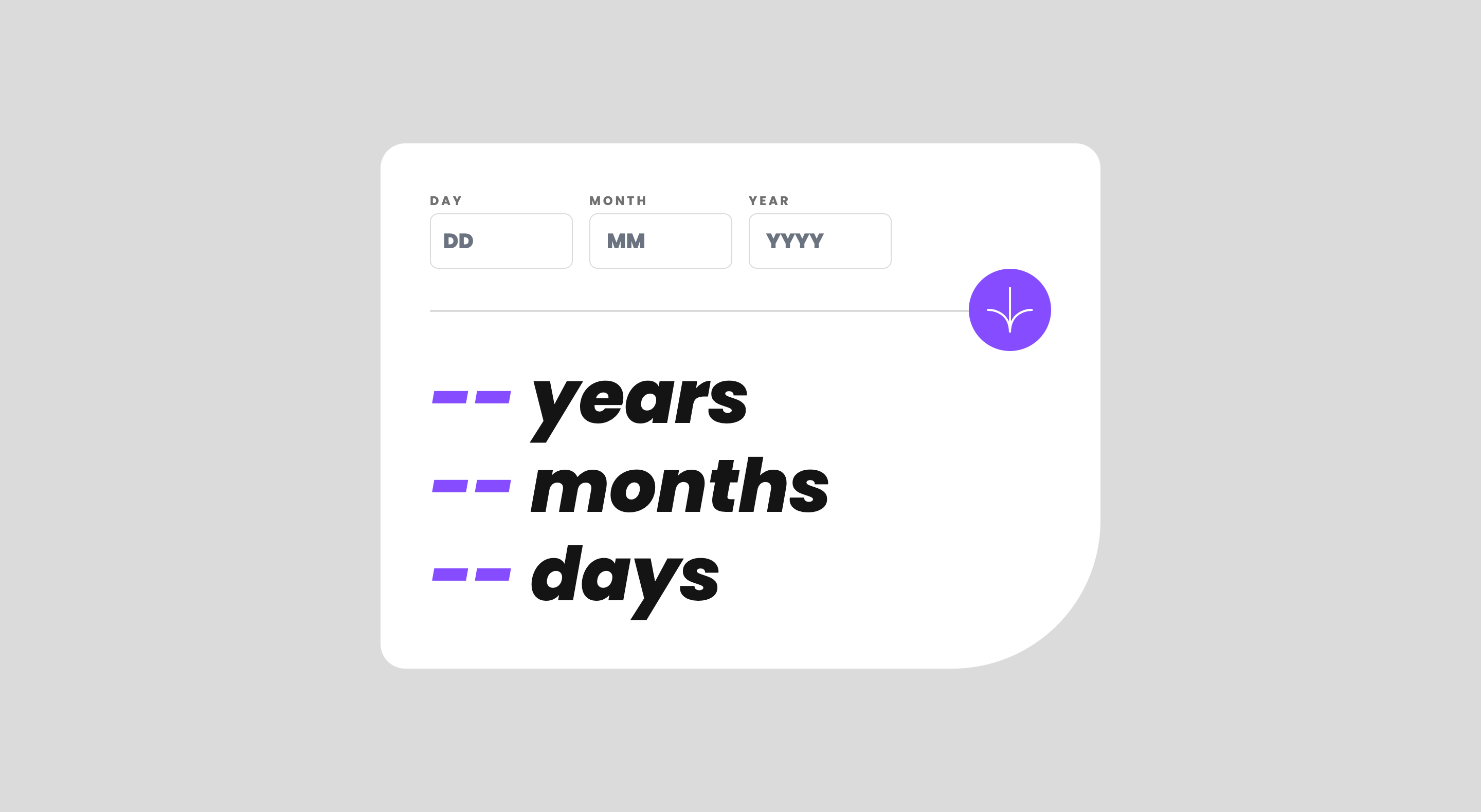 Screenshot of age calculator web interface